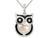 Mother of Pearl Owl Pendant Necklace in Sterling Silver with Chain (18 Inches)